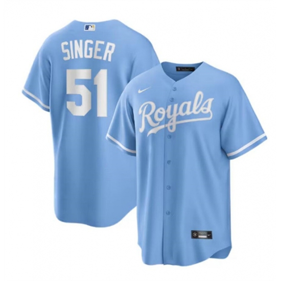 Men's Kansas City Royals #51 Brady Singer Light Blue Stitched Baseball Jersey - Ujersey