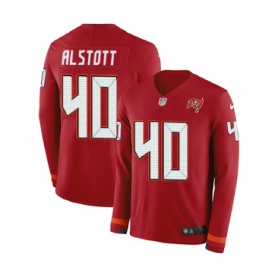 Youth Nike Tampa Bay Buccaneers #40 Mike Alstott Limited Red Therma Long Sleeve NFL Jersey - Ujersey