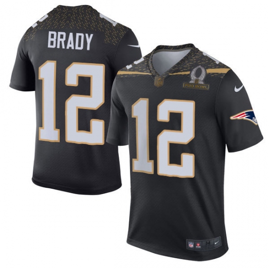 Men's Nike New England Patriots #12 Tom Brady Elite Black Team Irvin 2016 Pro Bowl NFL Jersey - Ujersey