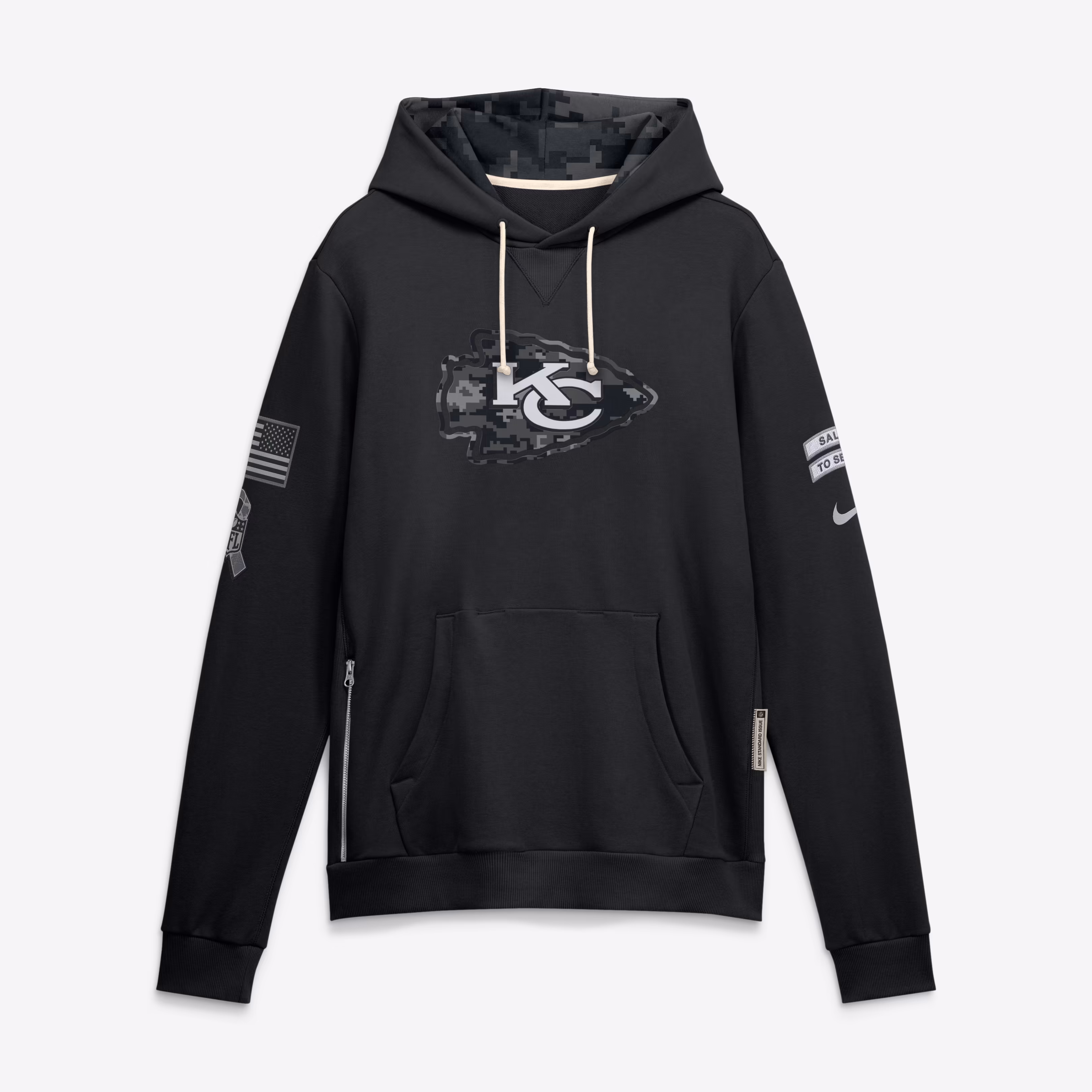 Men's Kansas City Chiefs  Nike Black 2026 Salute to Service Sideline Dri-FIT Pullover Hoodie - Ujersey