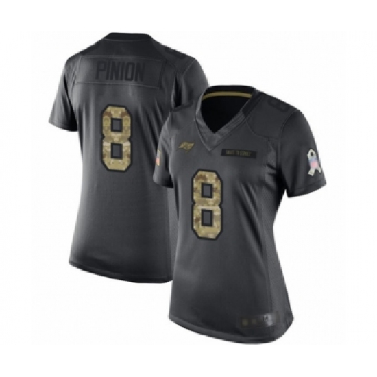 Women's Tampa Bay Buccaneers #8 Bradley Pinion Limited Black 2016 Salute to Service Football Jersey - Ujersey