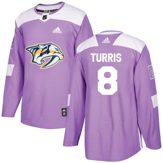Youth Adidas Nashville Predators #8 Kyle Turris Authentic Purple Fights Cancer Practice NHL Jersey - Ujersey