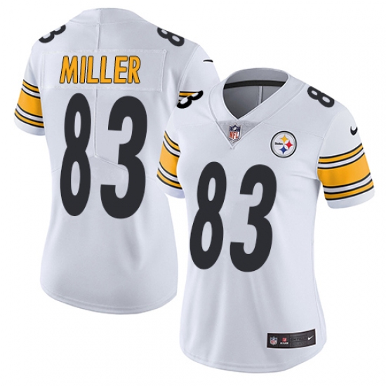 Women's Nike Pittsburgh Steelers #83 Heath Miller White Vapor Untouchable Limited Player NFL Jersey - Ujersey