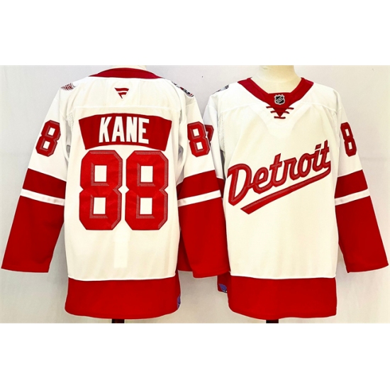 Men's Detroit Red Wings #88 Patrick Kane White Red 2024-25 Stitched Jersey - Ujersey