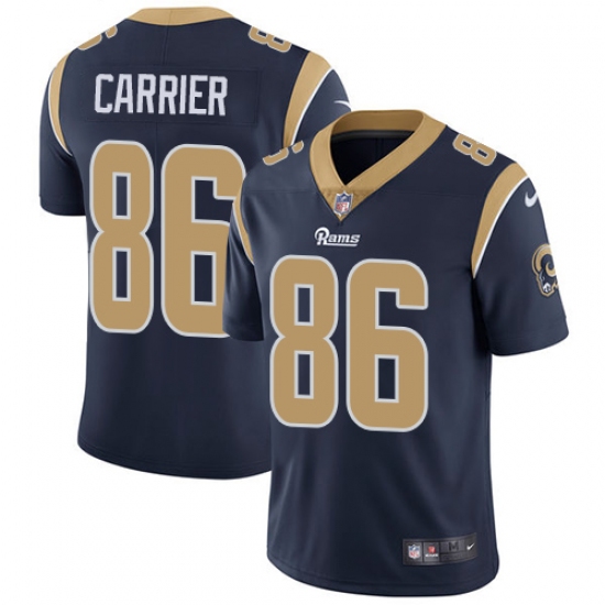 Men's Nike Los Angeles Rams #86 Derek Carrier Navy Blue Team Color Vapor Untouchable Limited Player NFL Jersey - Ujersey