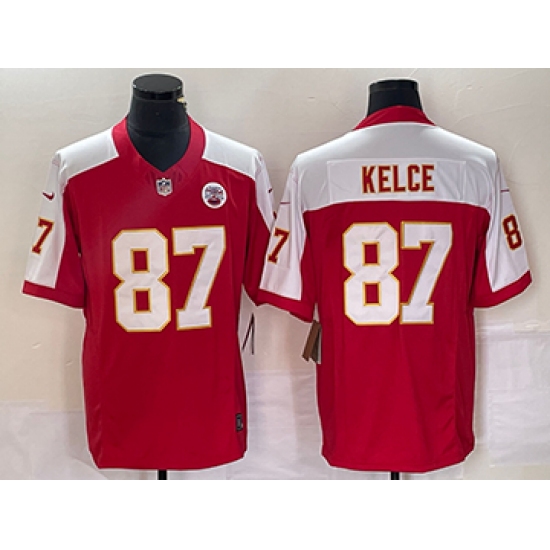 Men's Nike Kansas City Chiefs #87 Travis Kelce Red 2023 FUSE 1987 Legacy Vapor Stitched Jersey - Ujersey