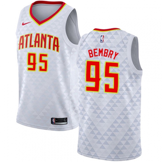 Women's Nike Atlanta Hawks #95 DeAndre' Bembry Swingman White NBA Jersey - Association Edition - Ujersey
