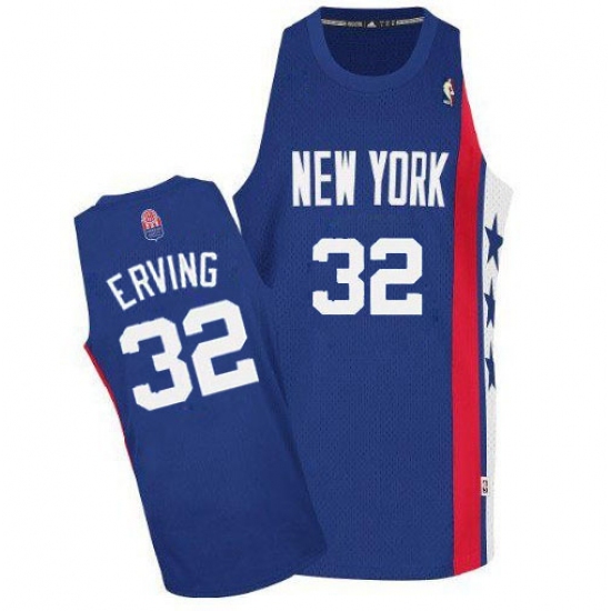 Men's Adidas Brooklyn Nets #32 Julius Erving Authentic Blue ABA Retro Throwback NBA Jersey