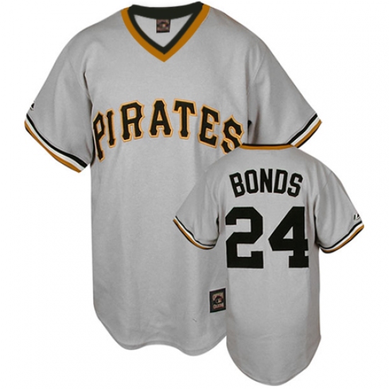 Men's Mitchell and Ness Pittsburgh Pirates #24 Barry Bonds Authentic Grey Throwback MLB Jersey - Ujersey