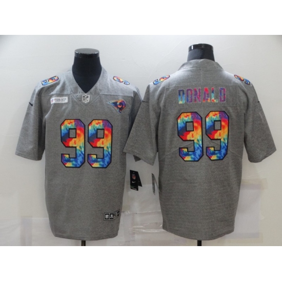 Men's Los Angeles Rams #99 Aaron Donald Gray Rainbow Version Nike Limited Jersey - Ujersey