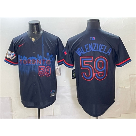 Men's Toronto Blue Jays #59 Brandon Valenzuela Navy 50 Seasons 2024 City Connect Limited Stitched Baseball Jersey - Ujersey