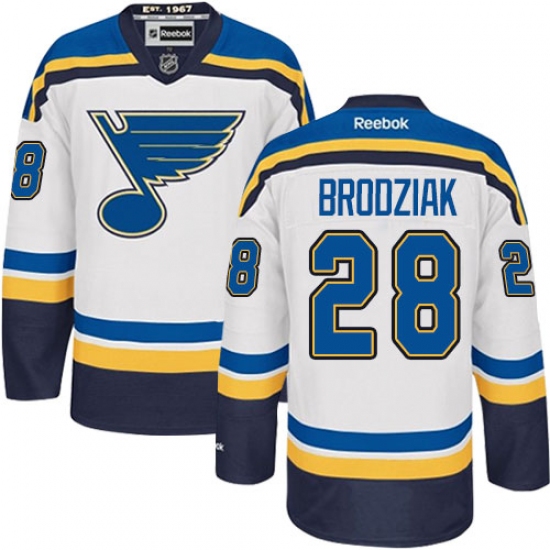 Women's Reebok St. Louis Blues #28 Kyle Brodziak Authentic White Away NHL Jersey - Ujersey