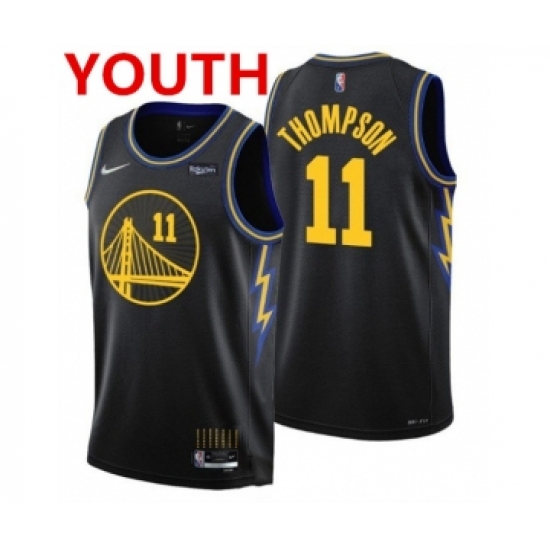 Youth Golden State Warriors #11 Klay Thompson 75th Anniversary Black Stitched Basketball Jersey - Ujersey