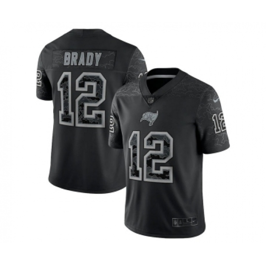 Men's Tampa Bay Buccaneers #12 Tom Brady Black Reflective Limited Stitched Jersey - Ujersey