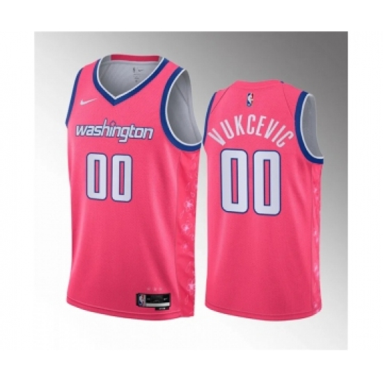 Men's Washington Wizards #00 Tristan Vukcevic Pink 2023 Draft City Edition Stitched Jersey