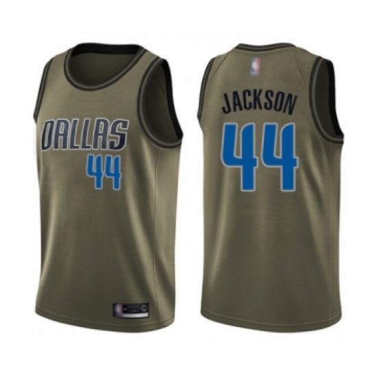 Men's Dallas Mavericks #44 Justin Jackson Swingman Green Salute to Service Basketball Jersey - Ujersey