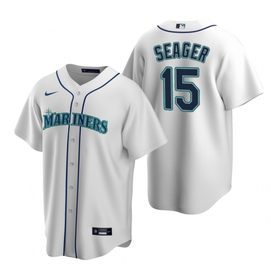 Men's Nike Seattle Mariners #15 Kyle Seager White Home Stitched Baseball Jersey - Ujersey