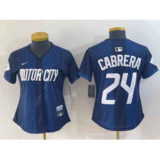 Women's Detroit Tigers #24 Miguel Cabrera Navy 2024 City Connect Cool Base Limited Stitched Jersey - Ujersey
