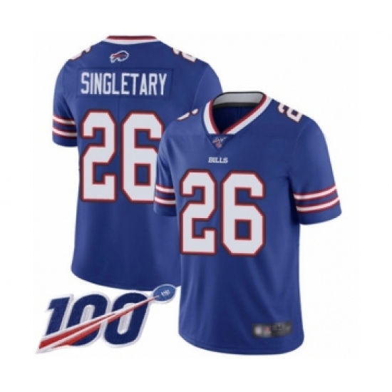 Men's Buffalo Bills #26 Devin Singletary Royal Blue Team Color Vapor Untouchable Limited Player 100th Season Football Jersey - Ujersey