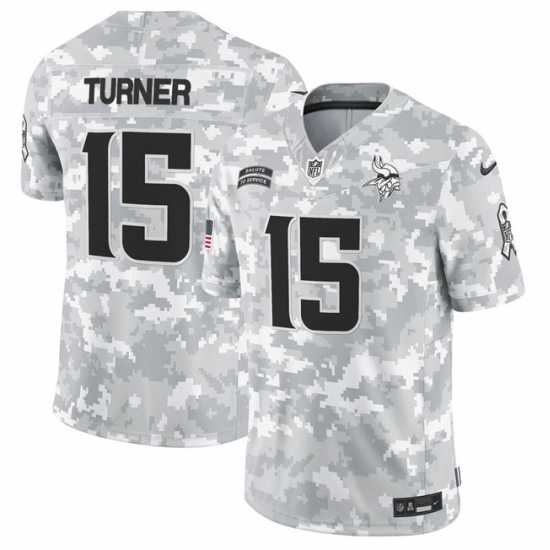 Men's Minnesota Vikings #15 Dallas Turner 2024 F.U.S.E Arctic Camo Salute To Service Limited Stitched Football Jersey