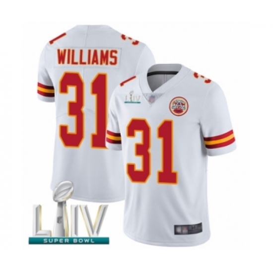 Men's Kansas City Chiefs #31 Darrel Williams White Vapor Untouchable Limited Player Super Bowl LIV Bound Football Jersey - Ujersey