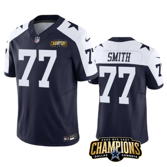 Men's Dallas Cowboys #77 Tyron Smith Navy White 2023 F.U.S.E. NFC East Champions Football Stitched Jersey - Ujersey