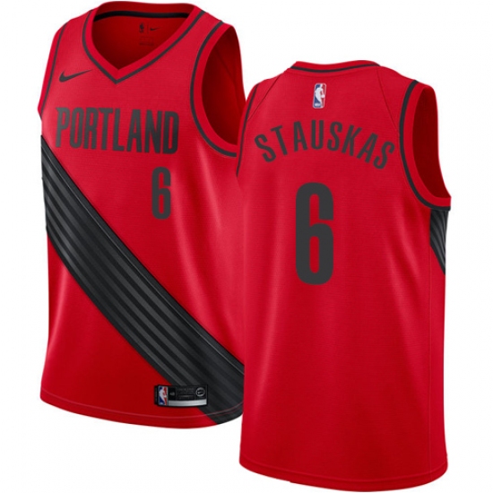 Women's Nike Portland Trail Blazers #6 Nik Stauskas Swingman Red NBA Jersey Statement Edition