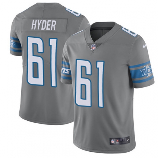 Men's Nike Detroit Lions #61 Kerry Hyder Limited Steel Rush Vapor Untouchable NFL Jersey - Ujersey