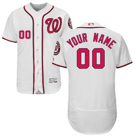 Men's Washington Nationals Majestic Home White Flex Base Authentic Collection Custom Jersey - Ujersey