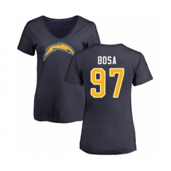 Football Women's Los Angeles Chargers #97 Joey Bosa Navy Blue Name & Number Logo T-Shirt - Ujersey