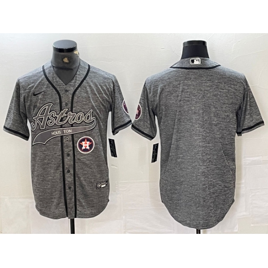 Men's Houston Astros Blank Grey Gridiron Cool Base Stitched Baseball Jersey - Ujersey