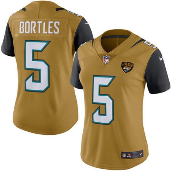 Women's Nike Jacksonville Jaguars #5 Blake Bortles Limited Gold Rush Vapor Untouchable NFL Jersey