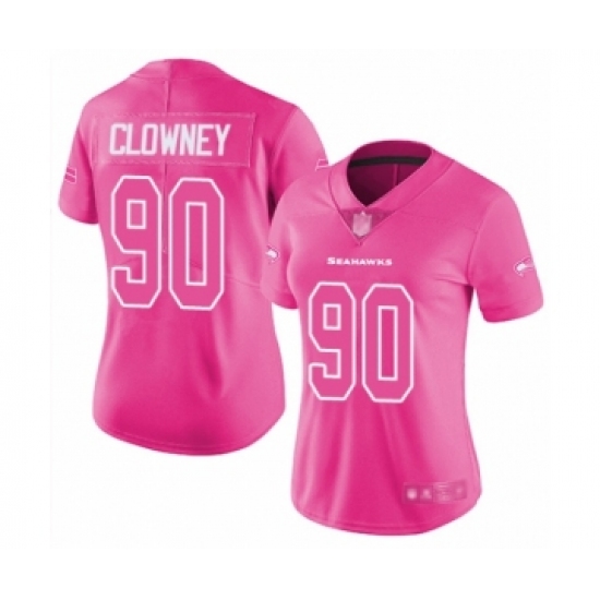 Women's Seattle Seahawks #90 Jadeveon Clowney Limited Pink Rush Fashion Football Jersey - Ujersey