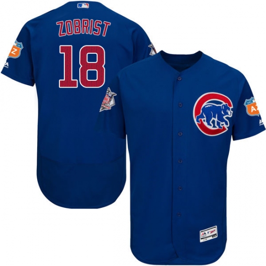 Men's Majestic Chicago Cubs #18 Ben Zobrist Royal Blue Alternate Flex Base Authentic Collection MLB Jersey - Ujersey