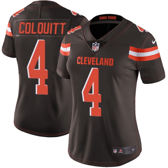 Women's Nike Cleveland Browns #4 Britton Colquitt Brown Team Color Vapor Untouchable Limited Player NFL Jersey - Ujersey
