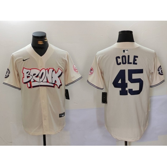 Men's New York Yankees #45 Gerrit Cole Cream Limited Stitched Baseball Jersey - Ujersey