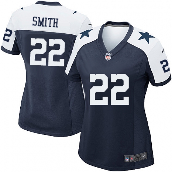Women's Nike Dallas Cowboys #22 Emmitt Smith Game Navy Blue Throwback Alternate NFL Jersey - Ujersey