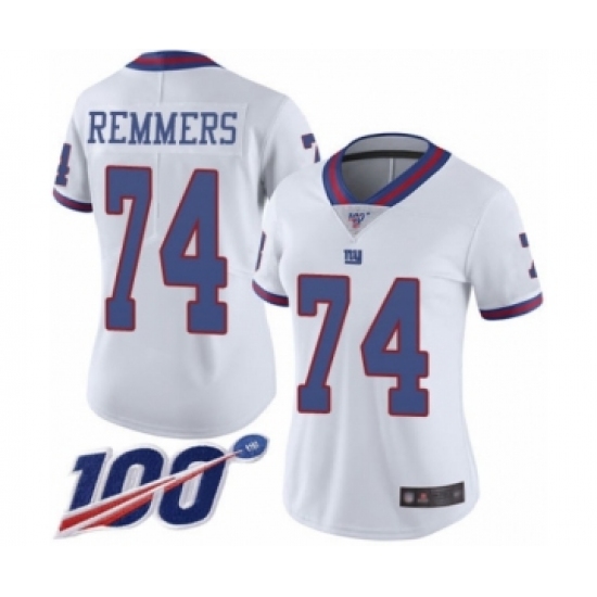 Women's New York Giants #74 Mike Remmers Limited White Rush Vapor Untouchable 100th Season Football Jersey - Ujersey
