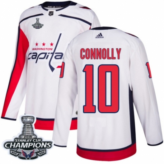 Men's Adidas Washington Capitals #10 Brett Connolly Authentic White Away 2018 Stanley Cup Final Champions NHL Jersey - Ujersey