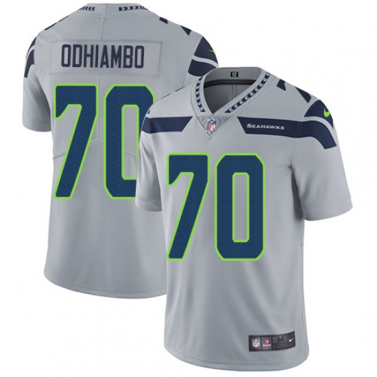 Men's Nike Seattle Seahawks #70 Rees Odhiambo Grey Alternate Vapor Untouchable Limited Player NFL Jersey - Ujersey
