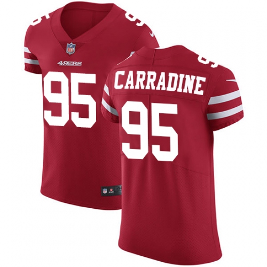 Men's Nike San Francisco 49ers #95 Cornellius Carradine Red Team Color Vapor Untouchable Elite Player NFL Jersey - Ujersey
