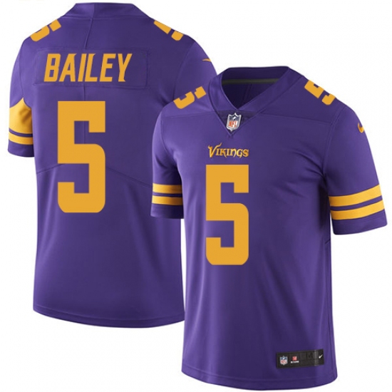 Men's Nike Minnesota Vikings #5 Dan Bailey Limited Purple Rush Vapor Untouchable NFL Jersey - Ujersey