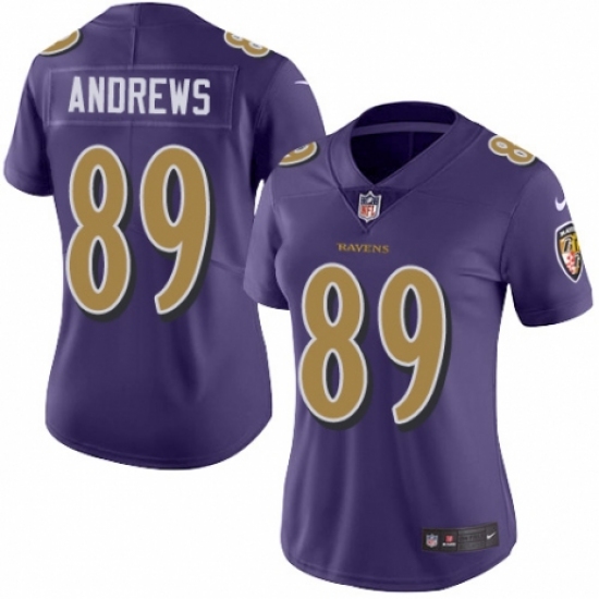 Women's Nike Baltimore Ravens #89 Mark Andrews Limited Purple Rush Vapor Untouchable NFL Jersey - Ujersey