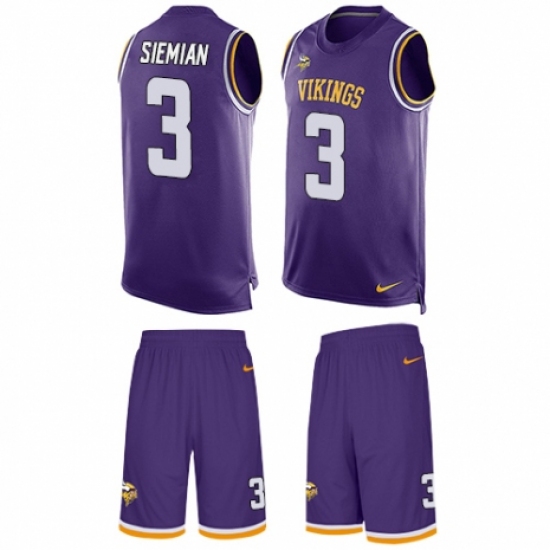 Men's Nike Minnesota Vikings #3 Trevor Siemian Limited Purple Tank Top Suit NFL Jersey - Ujersey