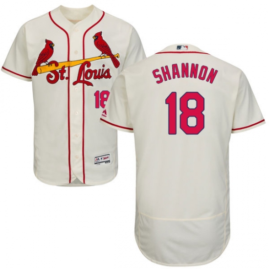 Men's Majestic St. Louis Cardinals #18 Mike Shannon Cream Alternate Flex Base Authentic Collection MLB Jersey - Ujersey