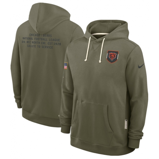 Men's Chicago Bears Olive 2025 Salute to Service Pullover Hoodie - Ujersey