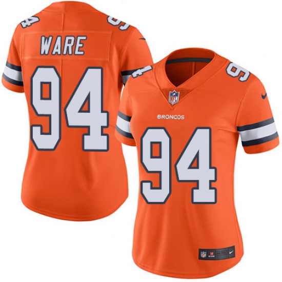 Women's Nike Denver Broncos #94 DeMarcus Ware Limited Orange Rush Vapor Untouchable NFL Jersey - Ujersey