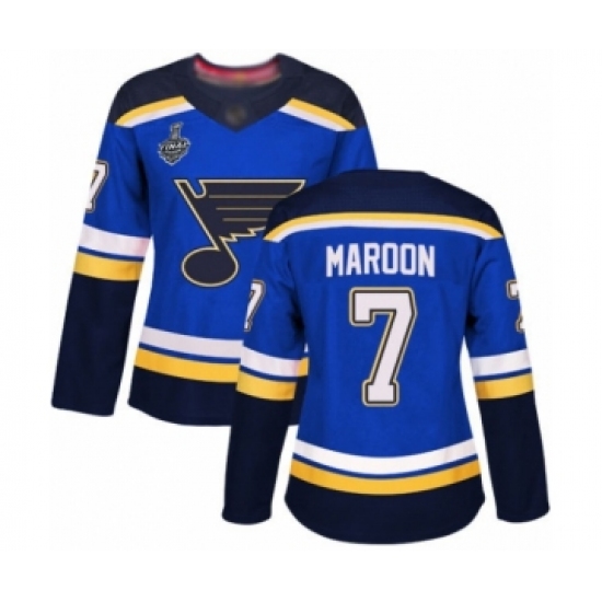 Women's St. Louis Blues #7 Patrick Maroon Authentic Royal Blue Home 2019 Stanley Cup Final Bound Hockey Jersey - Ujersey