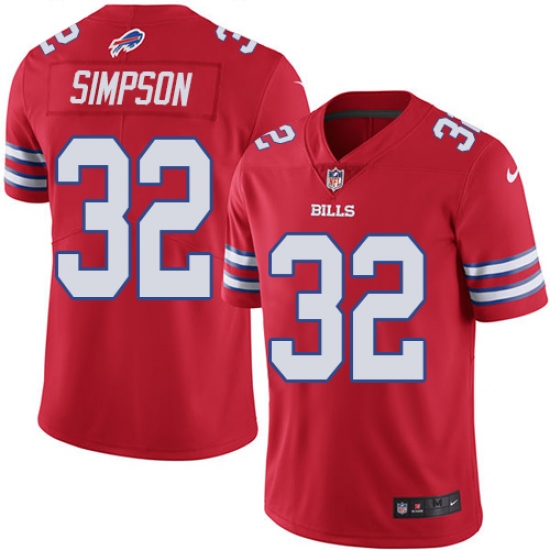 Men's Nike Buffalo Bills #32 O. J. Simpson Limited Red Rush Vapor Untouchable NFL Jersey - Ujersey