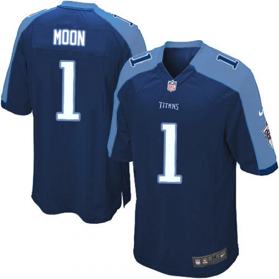 Men's Nike Tennessee Titans #1 Warren Moon Game Navy Blue Alternate NFL Jersey - Ujersey